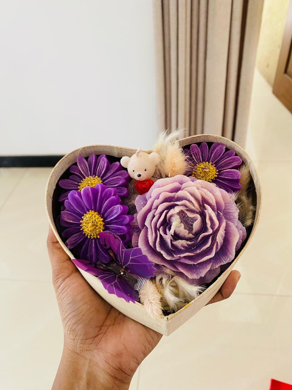 Heart-Shaped Flower Candle Box – With Love