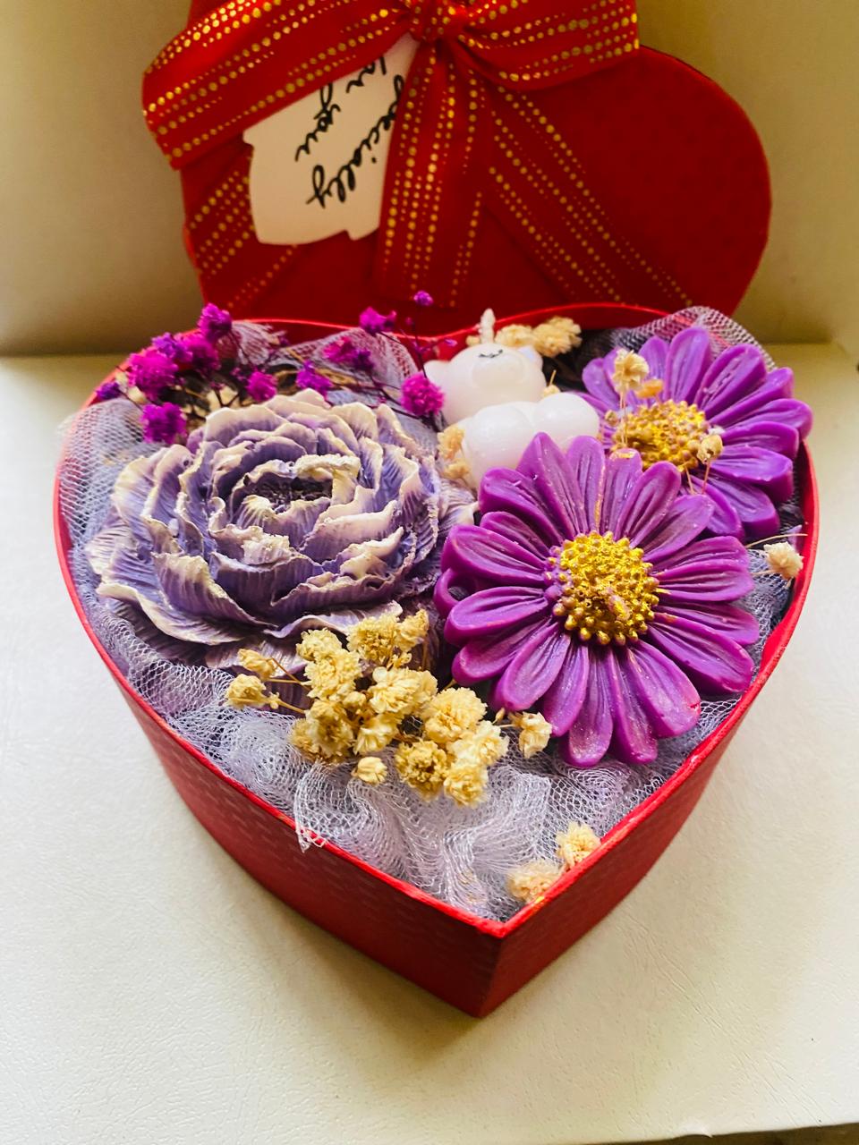Heart-Shaped Flower Candle Box – With Love