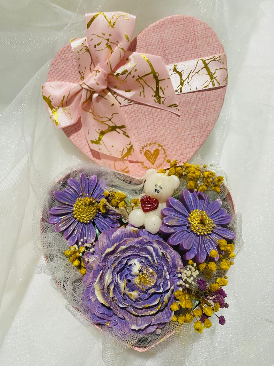 Heart-Shaped Flower Candle Box – With Love